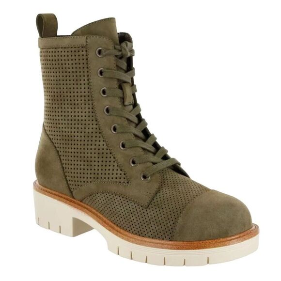 MIA Women’s Havenn Kashton Lace Up Combat Boots Olive Faux Suede Sz 6 - Picture 1 of 6